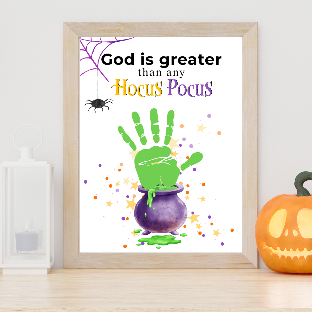God Is Greater Than Any Hocus Pocus Halloween Handprint Craft | Christian Halloween Printable | Faith-Based Preschool Keepsake | Church Activity