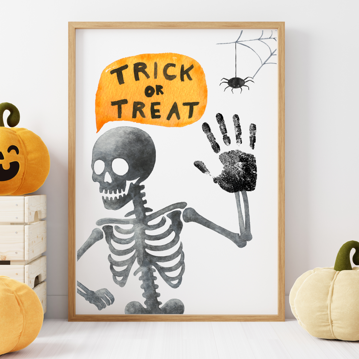 Trick or Treat Skeleton Handprint Craft Printable | Halloween Handprint Keepsake for Kids | Preschool Halloween Activity | Daycare & Classroom Craft