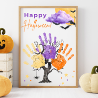 Happy Halloween Handprint Tree Craft Printable | Halloween Family Handprint Keepsake | Preschool Halloween Activity | Daycare & Classroom Fall Craft