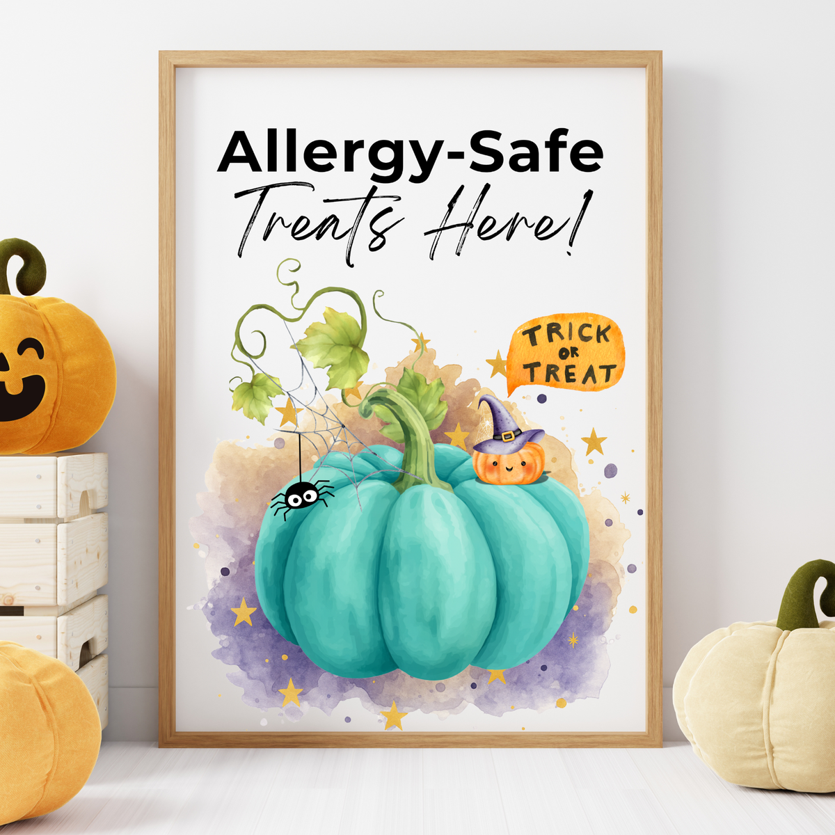 Halloween Allergy-Friendly Sign Printable Bundle | Teal Pumpkin Project Sign | Non Food Treats Sign | Allergy Safe Trick or Treat Printable