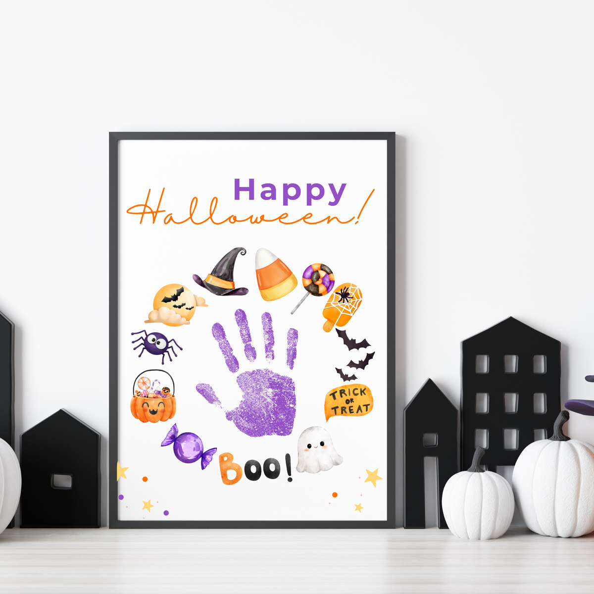 Happy Halloween Handprint Craft Printable | Halloween Keepsake for Kids | Preschool Halloween Activity | Daycare & Classroom Craft