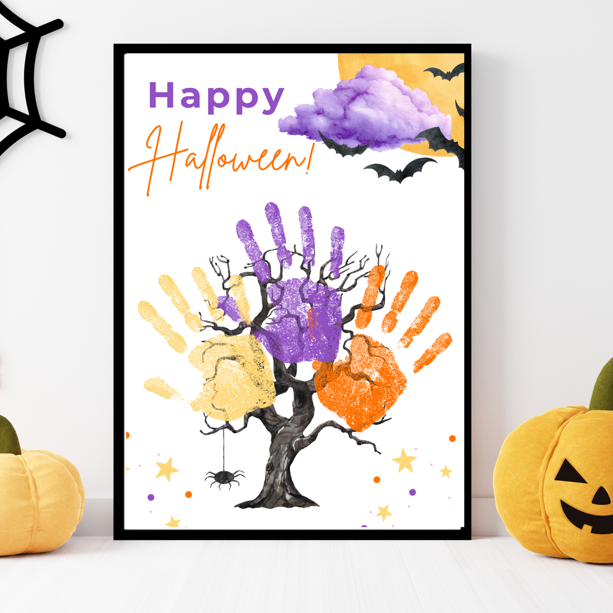 Happy Halloween Handprint Tree Craft Printable | Halloween Family Handprint Keepsake | Preschool Halloween Activity | Daycare & Classroom Fall Craft