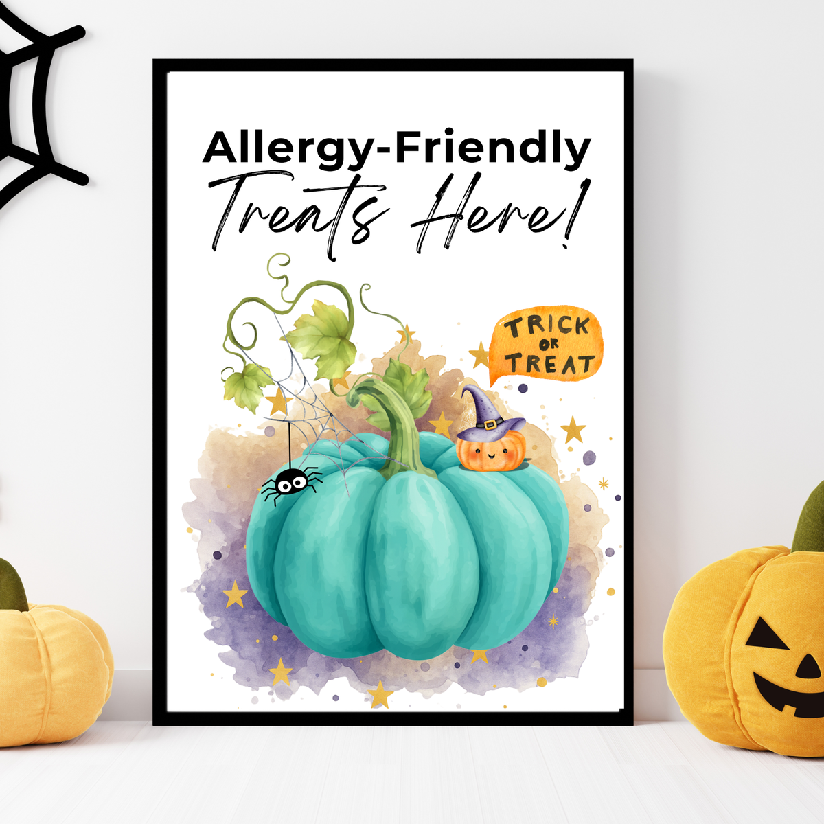 Halloween Allergy-Friendly Sign Printable Bundle | Teal Pumpkin Project Sign | Non Food Treats Sign | Allergy Safe Trick or Treat Printable
