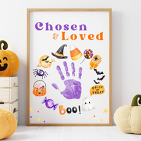 Chosen & Loved Halloween Handprint Craft Printable | Christian Halloween Keepsake | Faith-Based Preschool Craft | Sunday School Halloween Activity