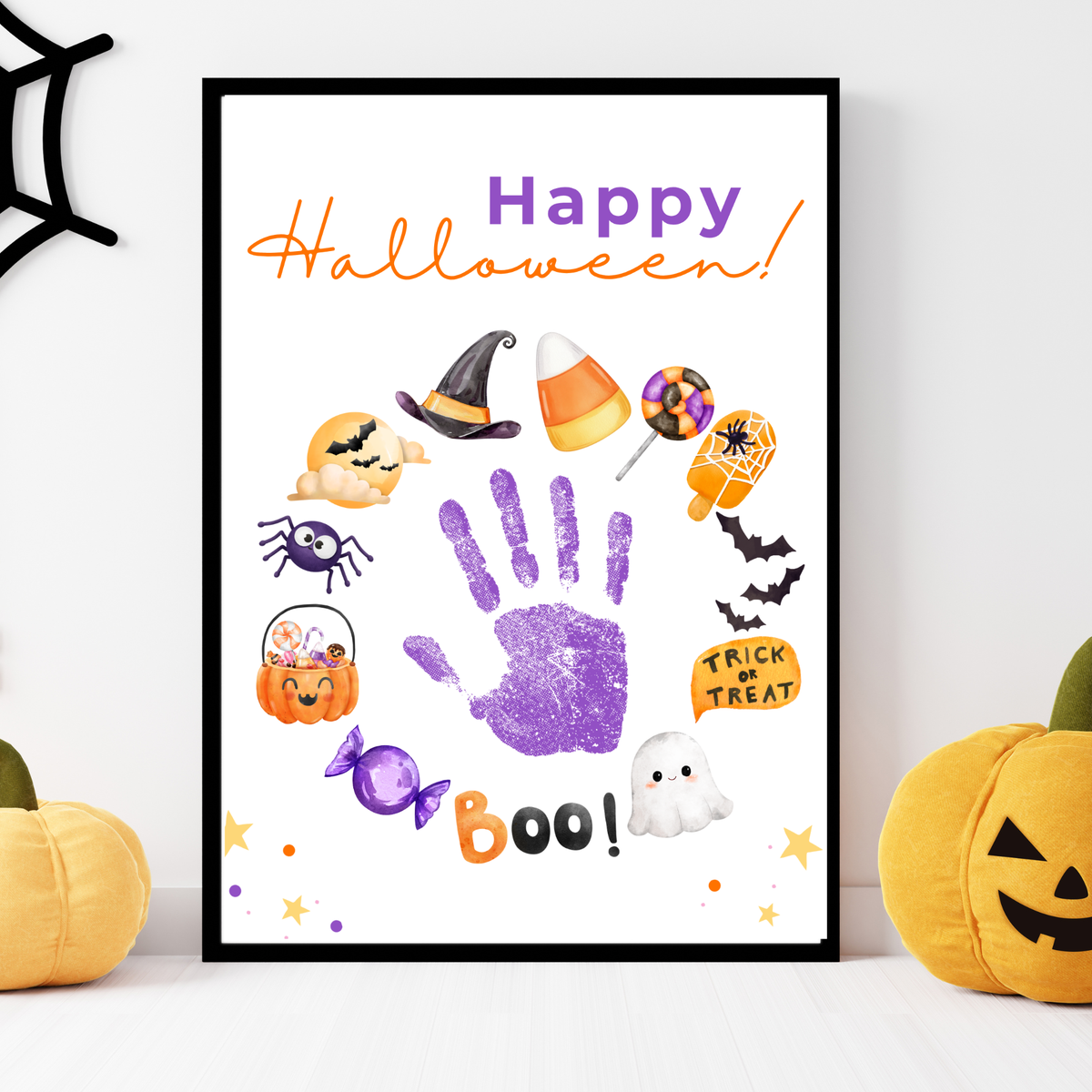 Happy Halloween Handprint Craft Printable | Halloween Keepsake for Kids | Preschool Halloween Activity | Daycare & Classroom Craft
