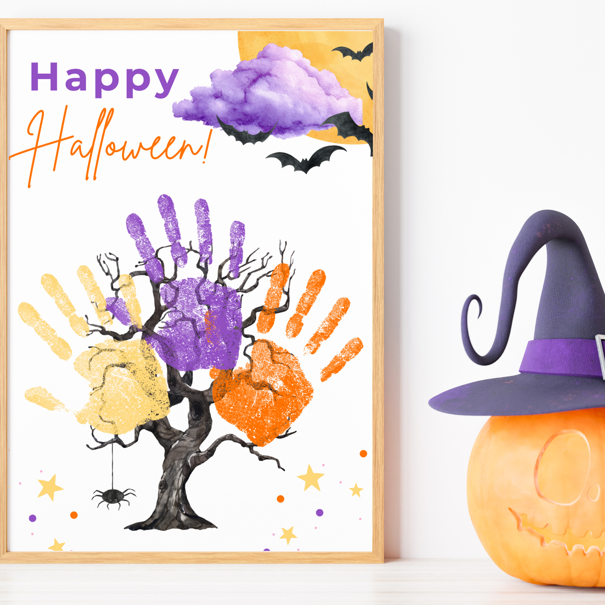 Happy Halloween Handprint Tree Craft Printable | Halloween Family Handprint Keepsake | Preschool Halloween Activity | Daycare & Classroom Fall Craft