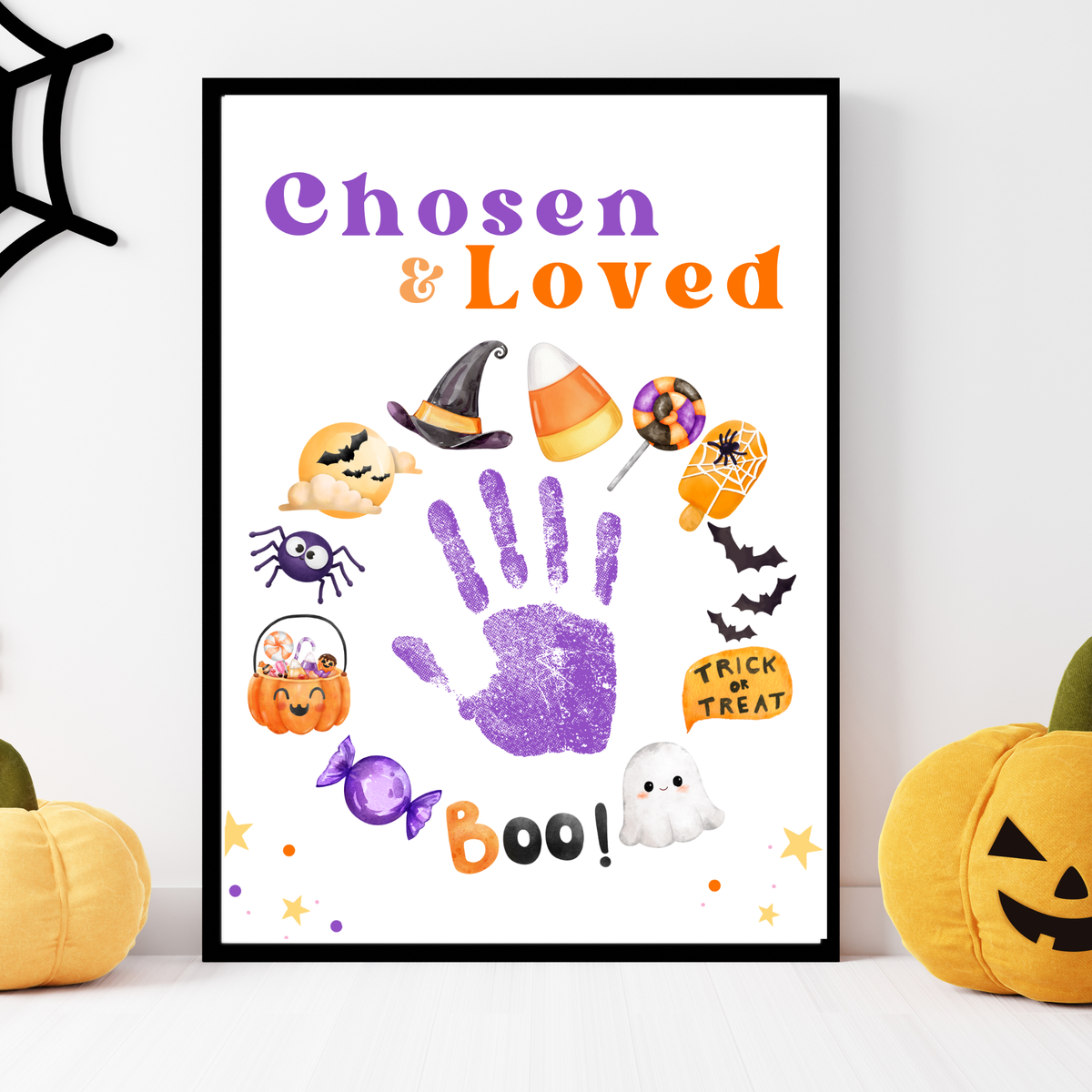Chosen & Loved Halloween Handprint Craft Printable | Christian Halloween Keepsake | Faith-Based Preschool Craft | Sunday School Halloween Activity