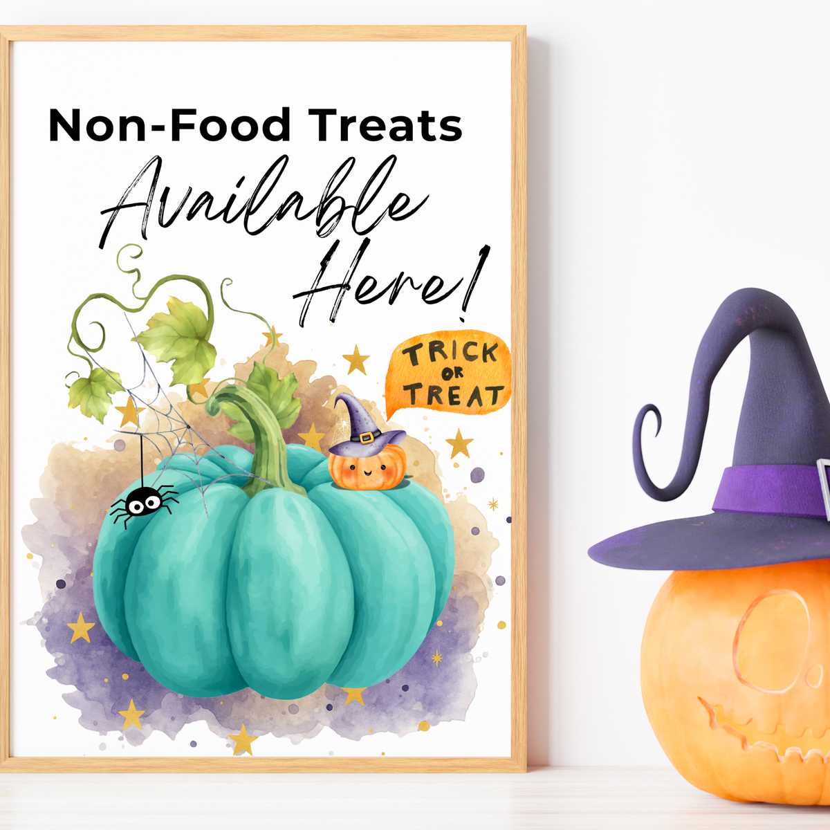 Halloween Allergy-Friendly Sign Printable Bundle | Teal Pumpkin Project Sign | Non Food Treats Sign | Allergy Safe Trick or Treat Printable