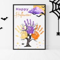 Happy Halloween Handprint Tree Craft Printable | Halloween Family Handprint Keepsake | Preschool Halloween Activity | Daycare & Classroom Fall Craft