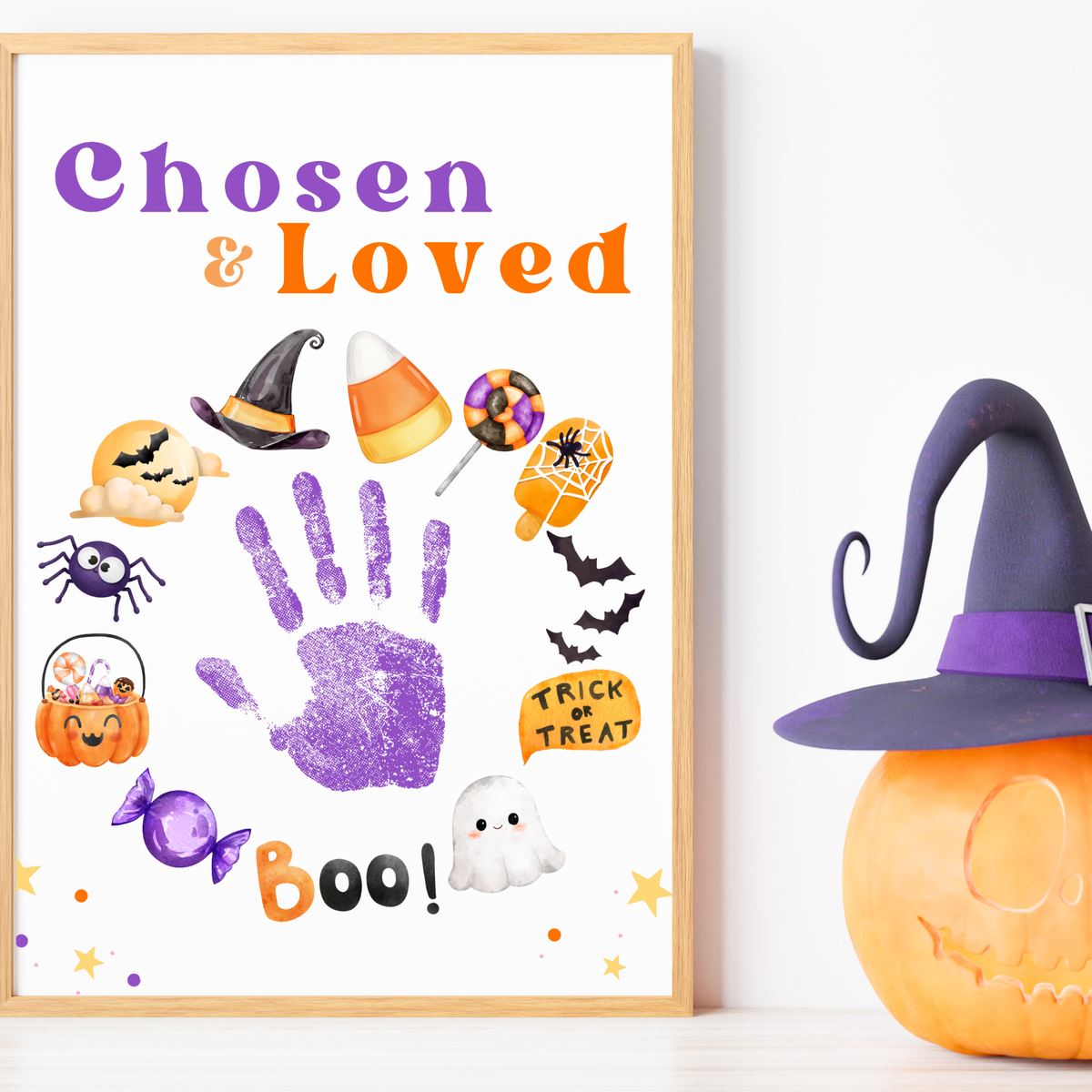Chosen & Loved Halloween Handprint Craft Printable | Christian Halloween Keepsake | Faith-Based Preschool Craft | Sunday School Halloween Activity