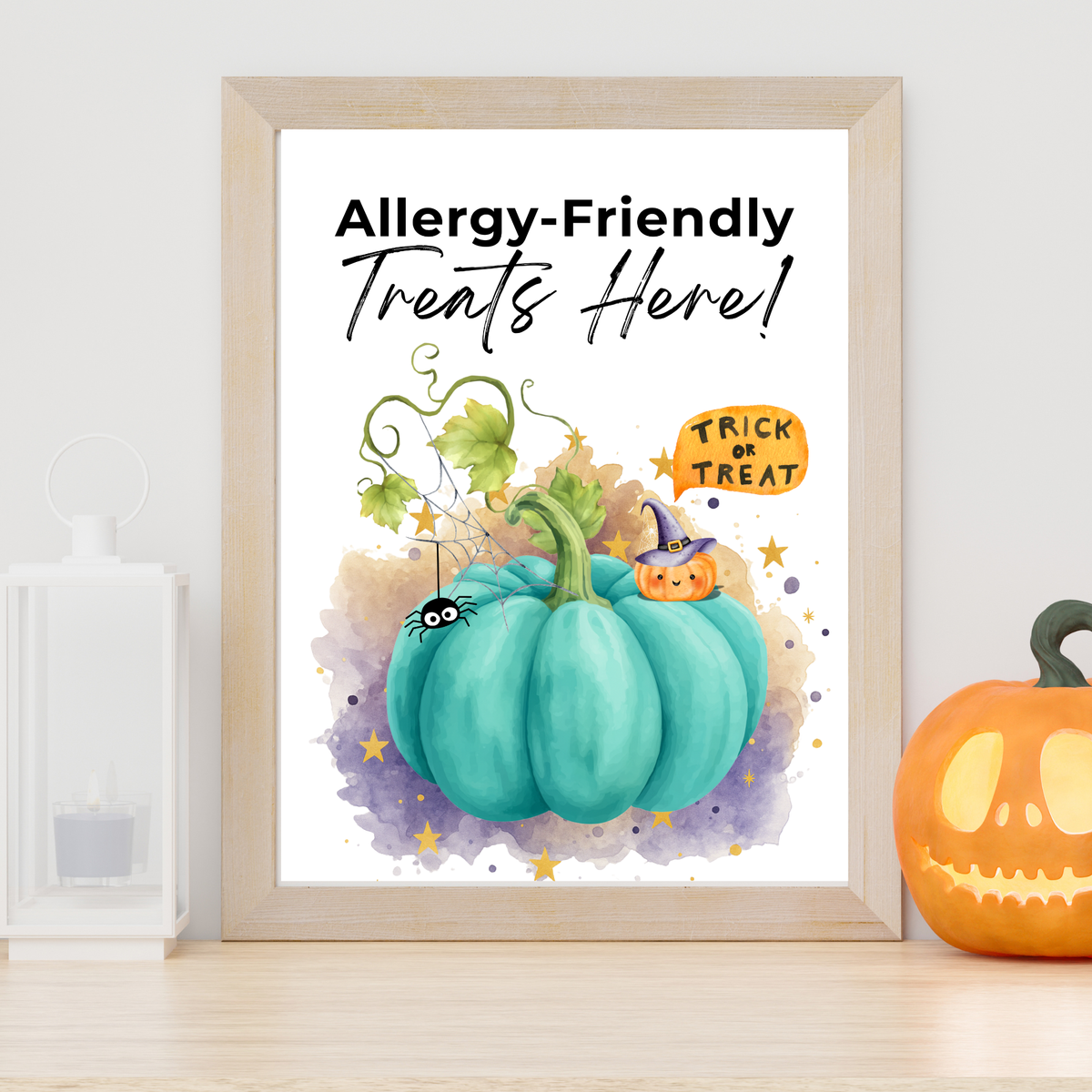 Halloween Allergy-Friendly Sign Printable Bundle | Teal Pumpkin Project Sign | Non Food Treats Sign | Allergy Safe Trick or Treat Printable
