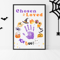 Chosen & Loved Halloween Handprint Craft Printable | Christian Halloween Keepsake | Faith-Based Preschool Craft | Sunday School Halloween Activity