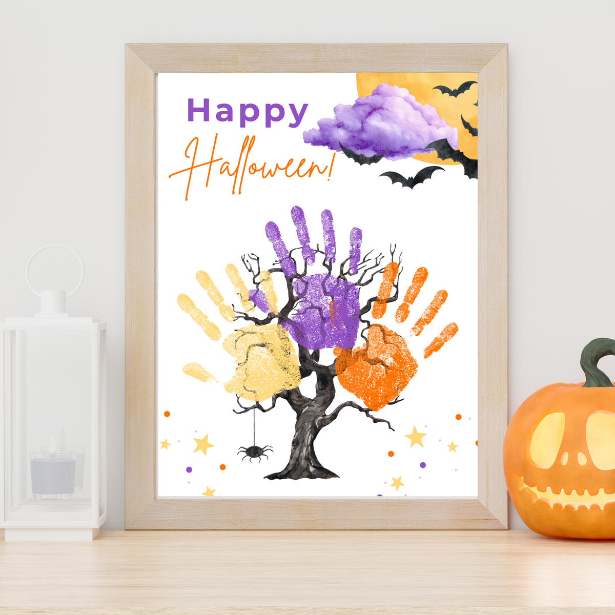 Happy Halloween Handprint Tree Craft Printable | Halloween Family Handprint Keepsake | Preschool Halloween Activity | Daycare & Classroom Fall Craft