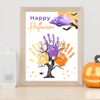 Happy Halloween Handprint Tree Craft Printable | Halloween Family Handprint Keepsake | Preschool Halloween Activity | Daycare & Classroom Fall Craft