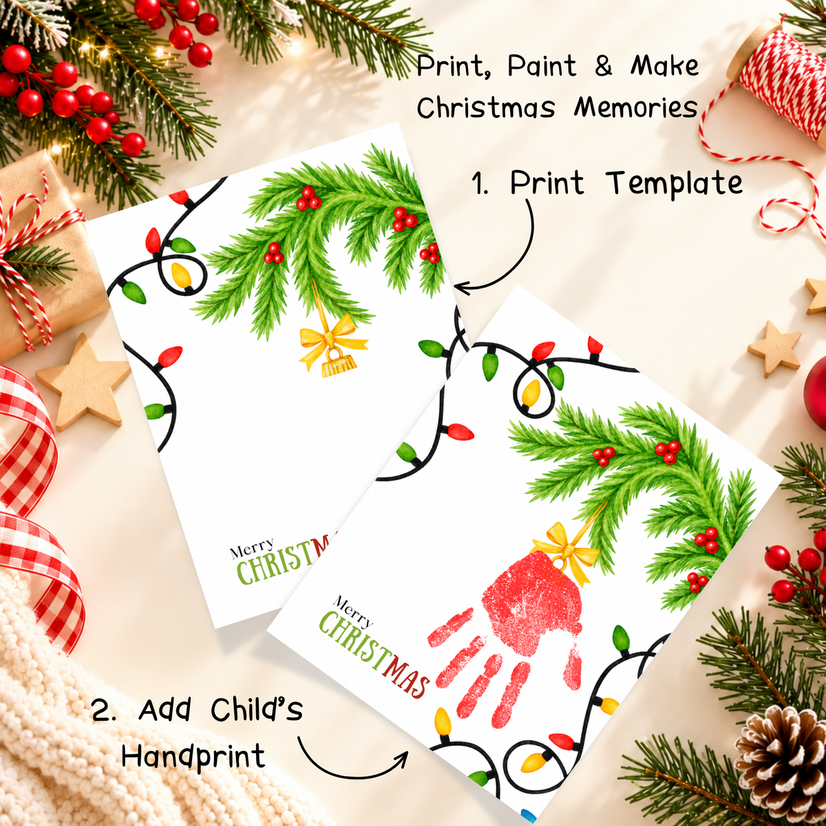 Christmas Bell Handprint Craft for Kids | Preschool & Toddler Christmas Keepsake Printable with Free Coloring Page