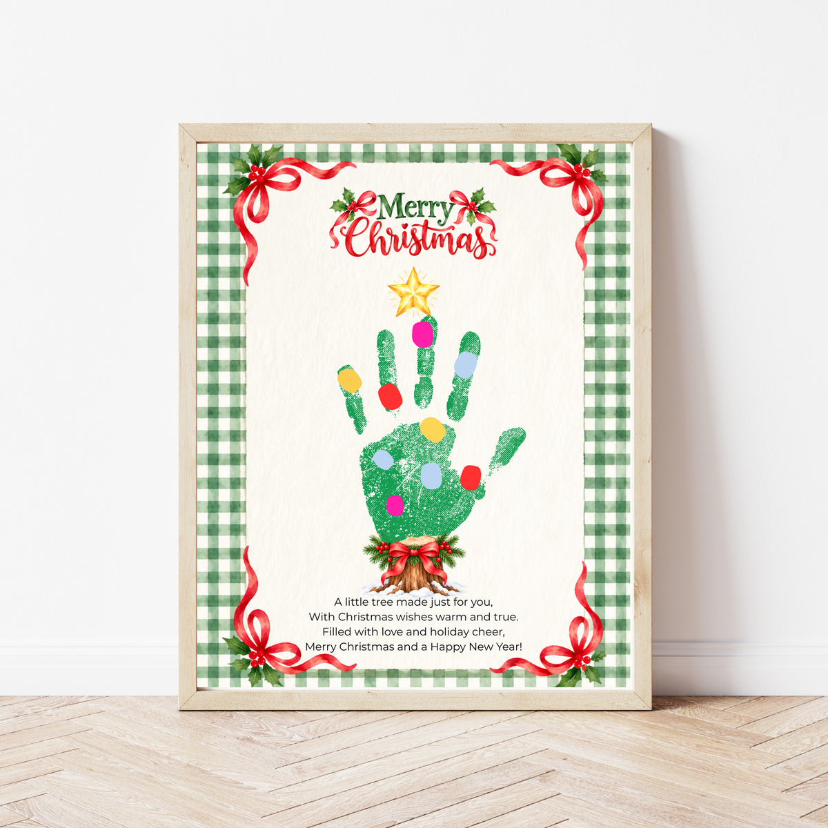 Christmas Tree Handprint Craft for Kids | Merry Christmas Printable Keepsake with Free Coloring Page