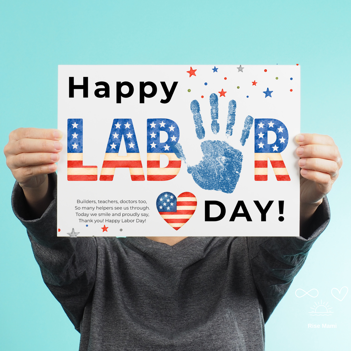 Happy Labor Day Handprint Craft Printable | Preschool Labor Day Keepsake | Community Helpers Activity | Daycare Classroom Craft