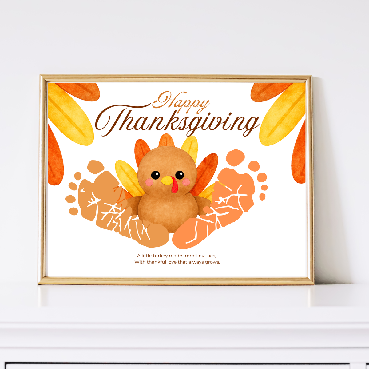 Happy Thanksgiving Turkey Footprint Craft | Thanksgiving Keepsake Printable | Preschool Fall Activity