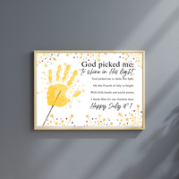 Christian July 4th Handprint Craft Printable | God Picked Me to Shine His Light | Patriotic Kids Keepsake Activity
