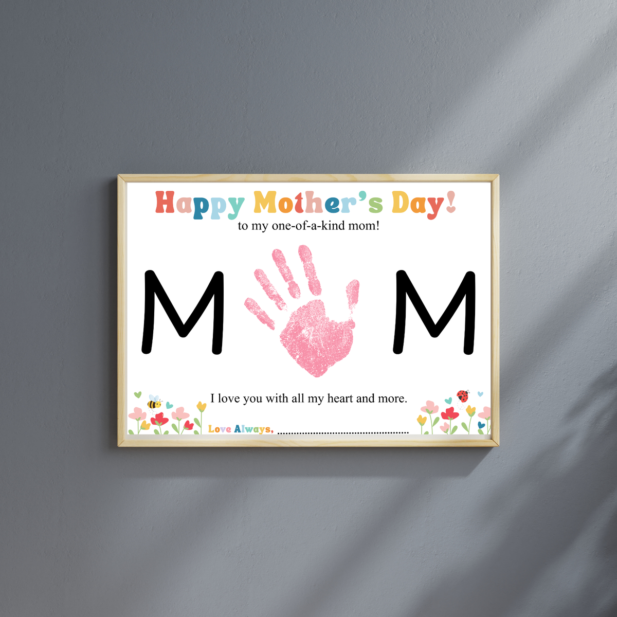 Mother’s Day Handprint Craft Printable | MOM Handprint Keepsake Gift from Kids | Preschool DIY Mother’s Day Art | Personalized Mom Gift PDF