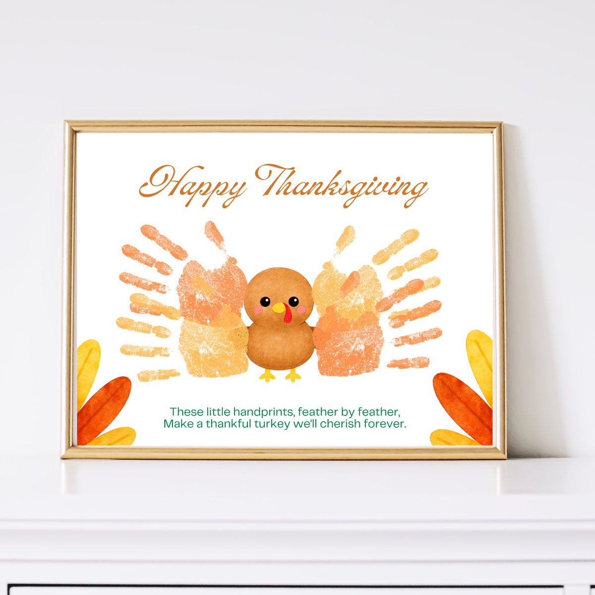 Happy Thanksgiving Turkey Handprint Craft Printable | Thanksgiving Handprint Keepsake | Preschool Fall Activity PDF