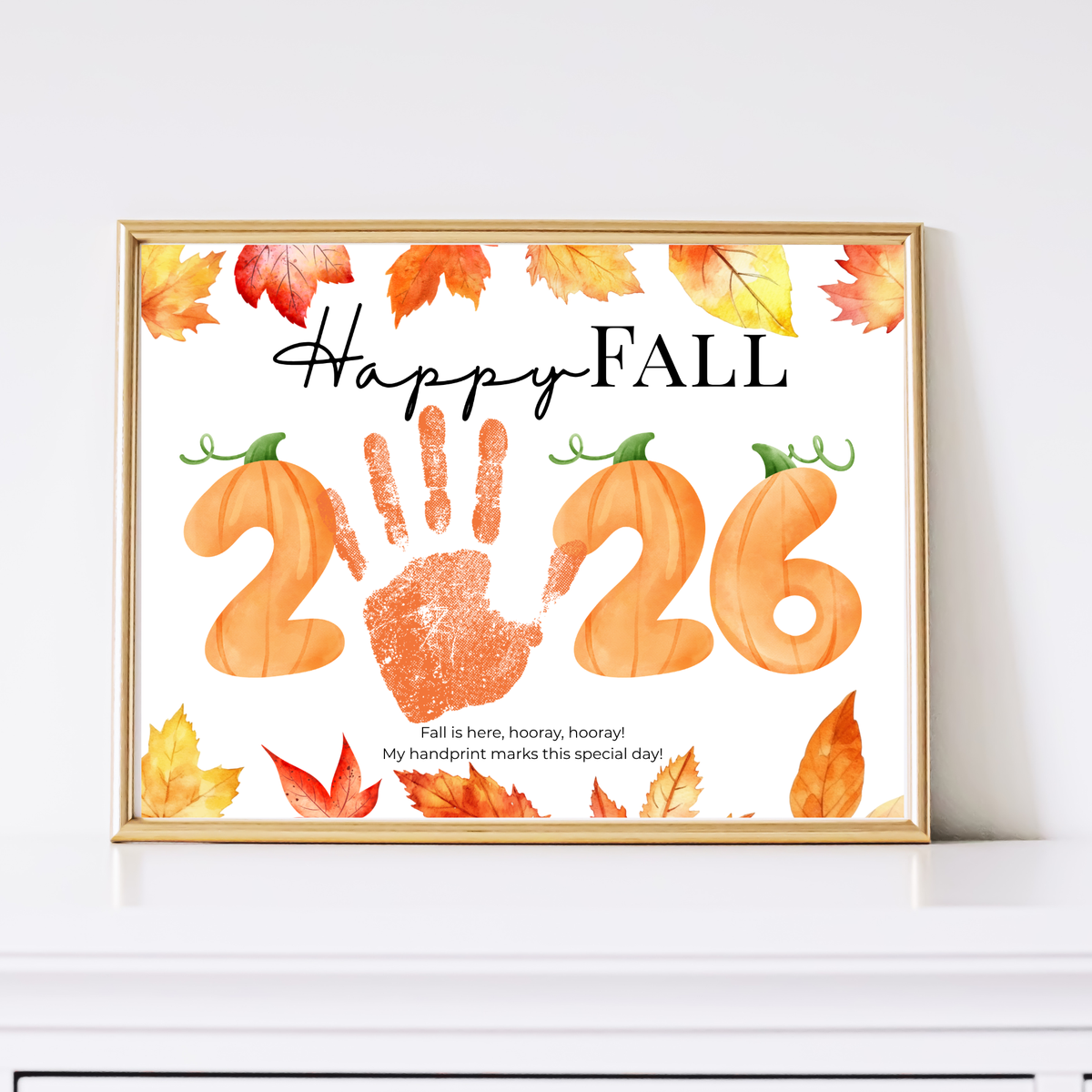First Day of Fall Handprint Craft Printable 2026, Baby's First Fall Keepsake, Preschool Autumn Activity, Pumpkin Number Craft, Fall Classroom Decor
