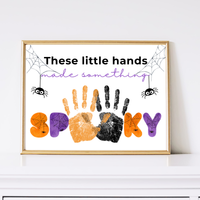 Halloween Handprint Craft Printable | These Little Hands Made Something Spooky | Halloween Keepsake for Kids | Preschool & Daycare Craft