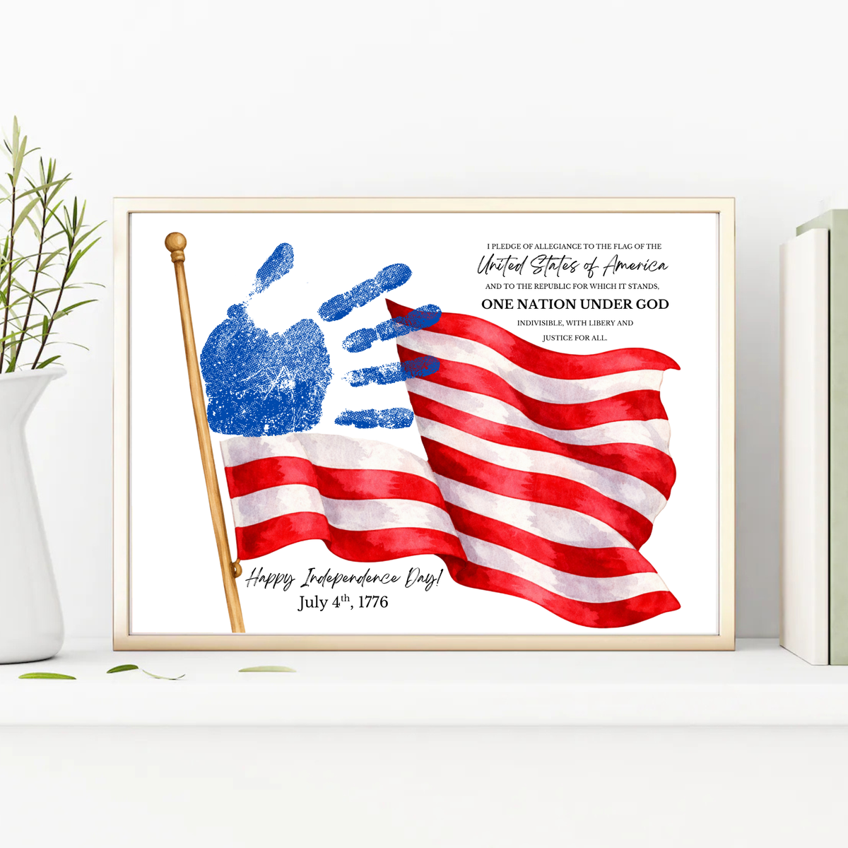 Happy Independence Day Handprint Craft Printable | July 4th Flag Handprint Art | Patriotic USA Keepsake Activity for Kids | Fourth of July Craft
