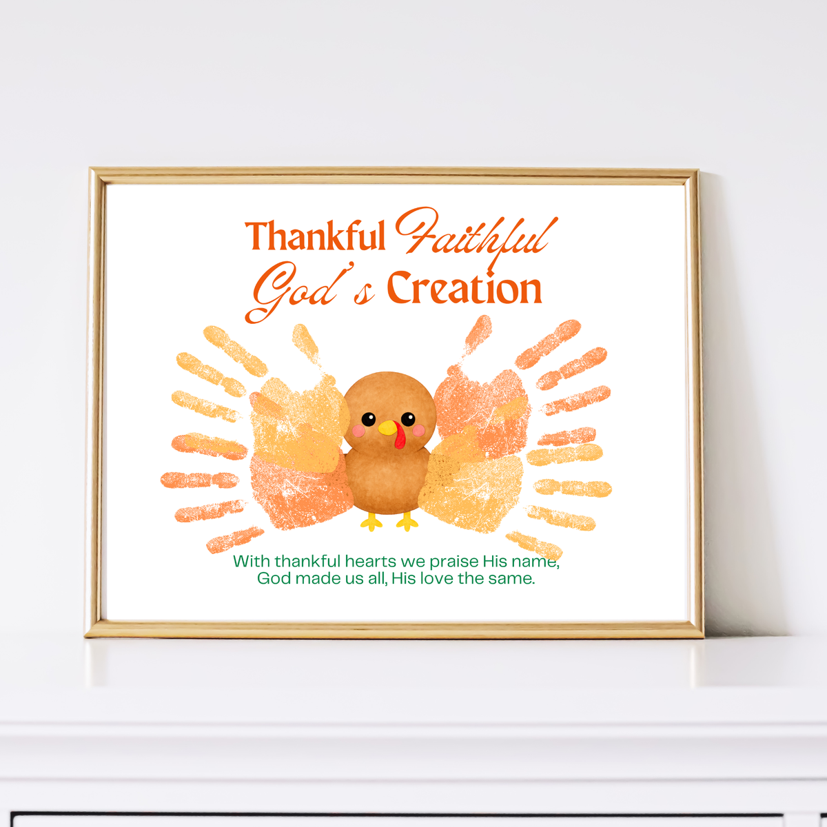 Thankful Faithful God's Creation Handprint Turkey Craft Printable | Christian Thanksgiving Handprint Activity | Preschool Fall Keepsake PDF