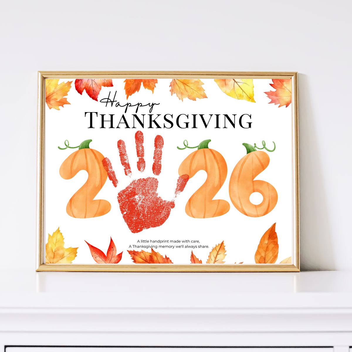 Happy Thanksgiving 2026 Handprint Craft Printable, Thanksgiving Keepsake Activity, Fall Handprint Craft for Preschool Kindergarten PDF