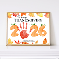 Happy Thanksgiving 2026 Handprint Craft Printable, Thanksgiving Keepsake Activity, Fall Handprint Craft for Preschool Kindergarten PDF