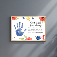 Christian Memorial Day Handprint Craft Printable | God Bless Our Heroes Keepsake | Patriotic Kids Activity | Sunday School PDF