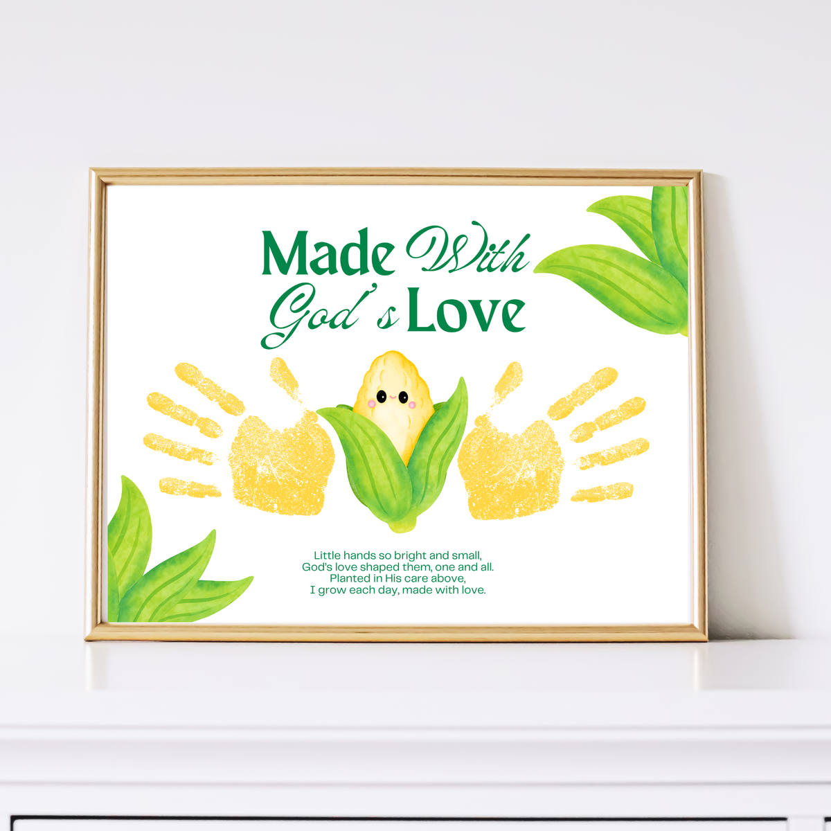 Christian Corn Handprint Craft Printable, Made With God's Love, Preschool Harvest Activity, Thanksgiving Craft, Fall Keepsake, Baby's First Fall