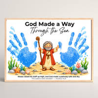 Moses Parts the Red Sea Handprint Craft | God Made a Way Christian Bible Printable for Kids