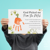 God Picked Me From the Patch Handprint Craft Printable | Christian Pumpkin Keepsake | Fall Bible Activity for Kids
