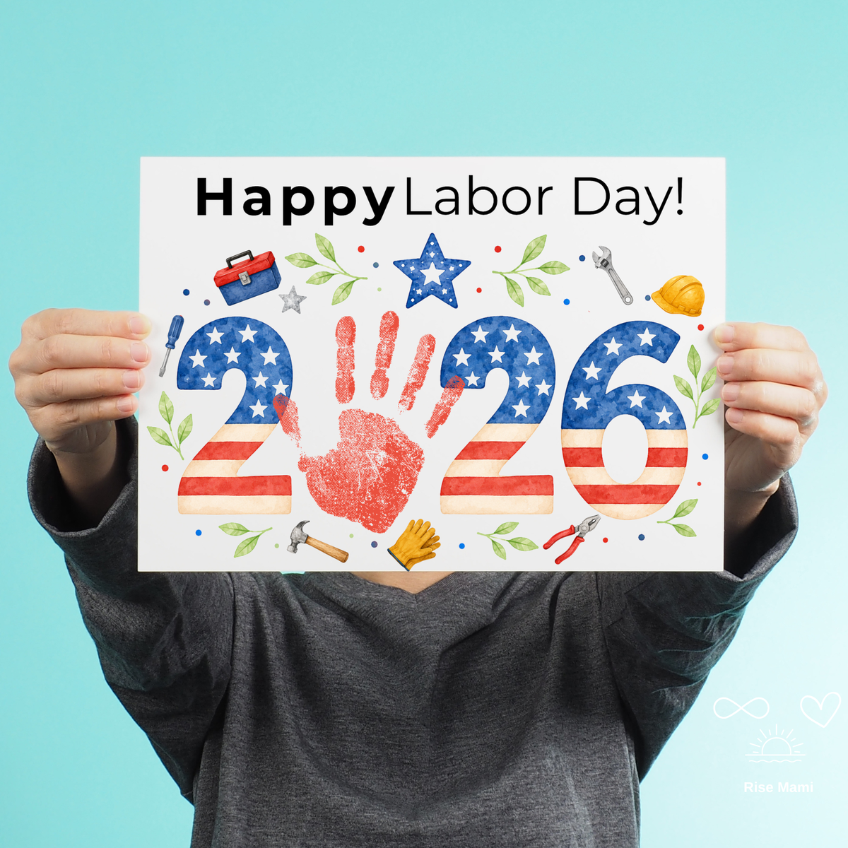 Happy Labor Day 2026 Handprint Craft | Printable Labor Day Keepsake for Preschool & Kindergarten