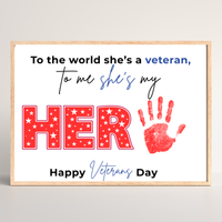 Veterans Day Handprint Craft for Kids | My Hero Veteran Printable Keepsake | Military Family Activity