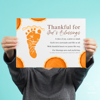 Thankful for God's Blessings Footprint Craft | Christian Thanksgiving Keepsake | Pumpkin Pie Footprint Printable | Psalm 107:1