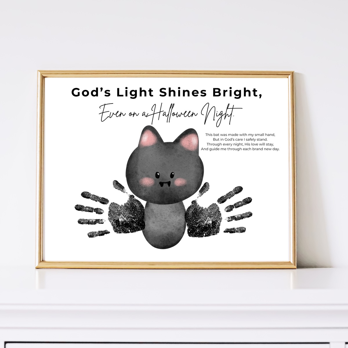 Christian Halloween Bat Handprint Craft Printable | Faith-Based Halloween Keepsake Activity for Kids | Preschool Christian Halloween Craft | Sunday School Printable