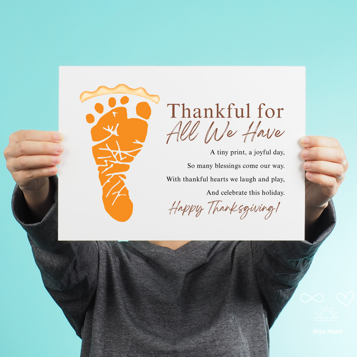 Thankful for All We Have Thanksgiving Footprint Craft | Pumpkin Pie Keepsake Printable
