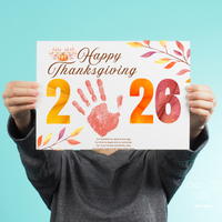 Happy Thanksgiving 2026 Handprint Craft | First Thanksgiving Keepsake Printable