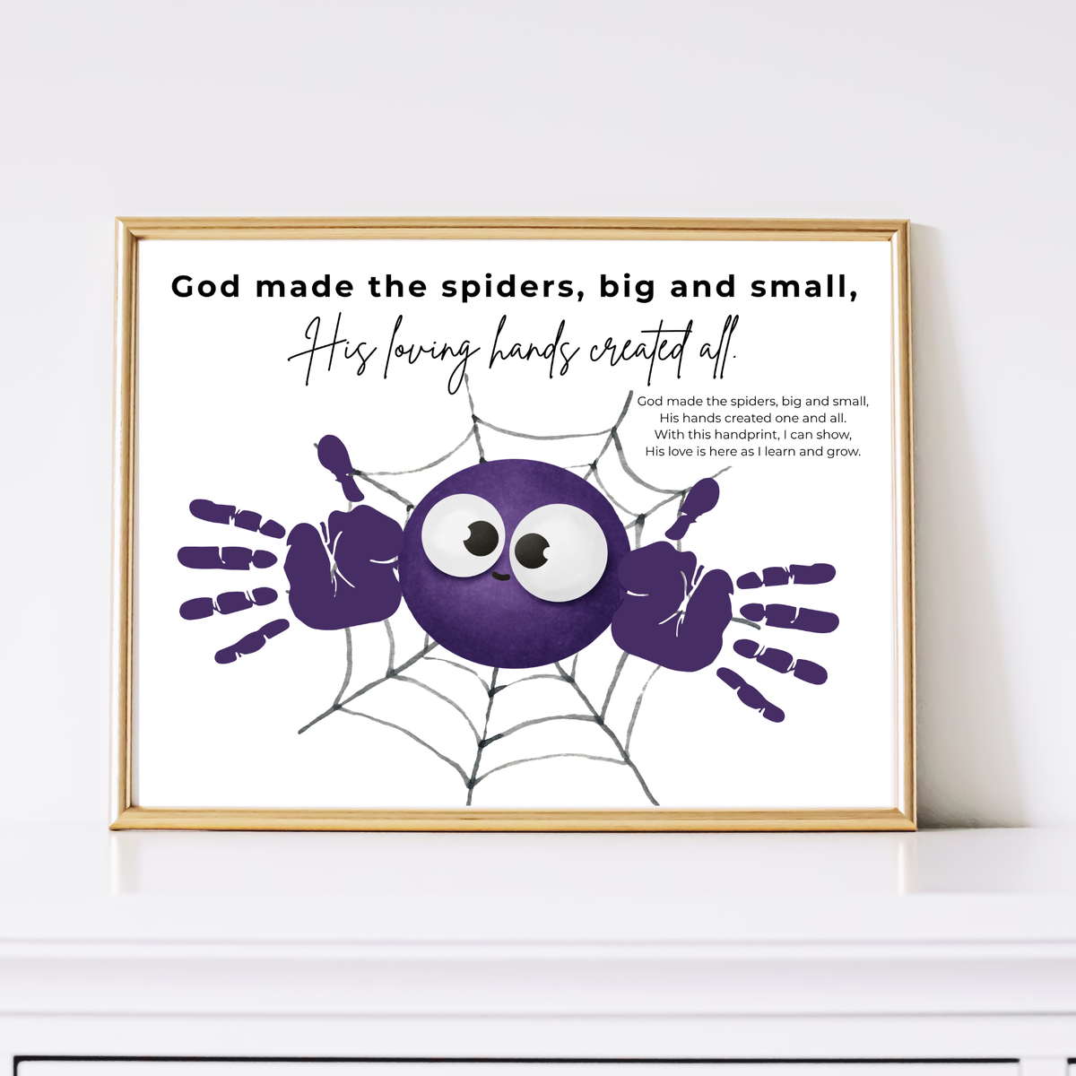 Christian Halloween Spider Handprint Craft Printable | God Made the Spiders Kids Craft | Sunday School Halloween Activity | Christian Keepsake