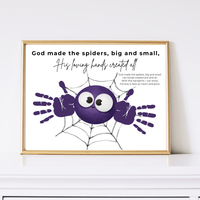 Christian Halloween Spider Handprint Craft Printable | God Made the Spiders Kids Craft | Sunday School Halloween Activity | Christian Keepsake
