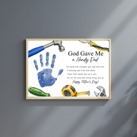 Christian Father’s Day Handprint Craft Printable, God Gave Me a Handy Dad, Tool Theme Father’s Day Keepsake, Faith Based Dad Gift