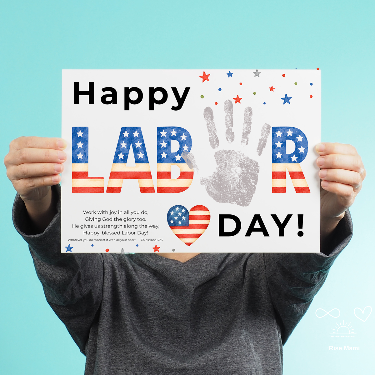 Christian Happy Labor Day Handprint Craft Printable | Faith Based Labor Day Activity | Preschool Sunday School Keepsake