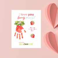 Valentine Strawberry Handprint Craft Printable | I Love You Berry Much | Kids Valentine Keepsake | Sweet Berry Art PDF