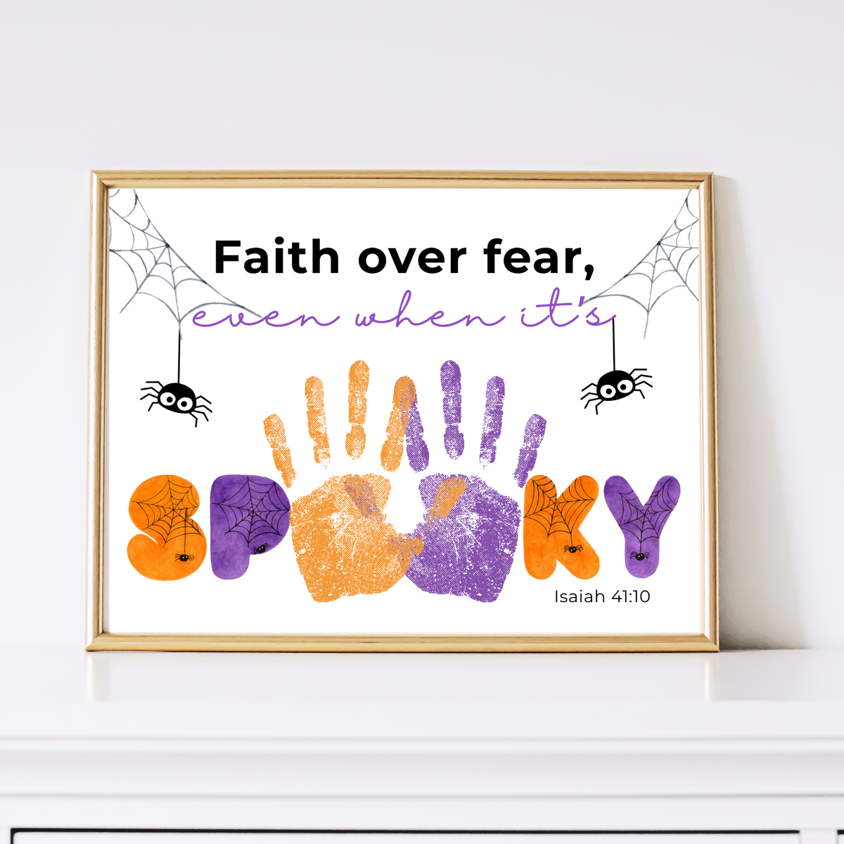 Christian Halloween Handprint Craft Printable | Faith Over Fear Kids Craft | Isaiah 41:10 Bible Activity | Sunday School Halloween Keepsake