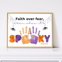 Christian Halloween Handprint Craft Printable | Faith Over Fear Kids Craft | Isaiah 41:10 Bible Activity | Sunday School Halloween Keepsake