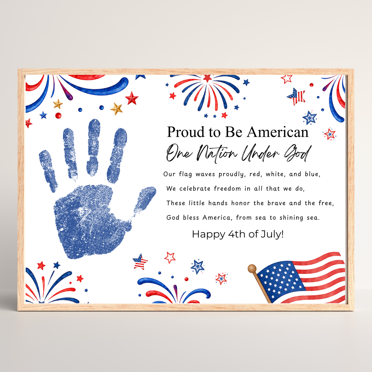 Christian 4th of July Handprint Craft for Kids | One Nation Under God Patriotic Preschool & Kindergarten Activity