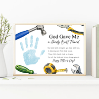 Christian Father Figure Handprint Craft Printable | God Gave Me a Handy Best Friend | Faith-Based Keepsake Gift for Dad Grandpa Uncle Mentor